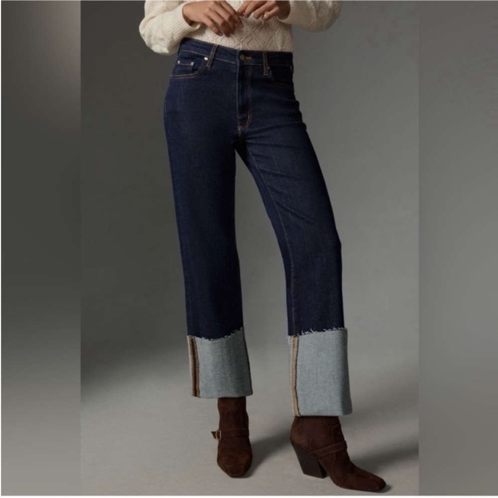 Anthropologie Pilcro Scotty Cuffed High-Rise Straight Leg Jeans